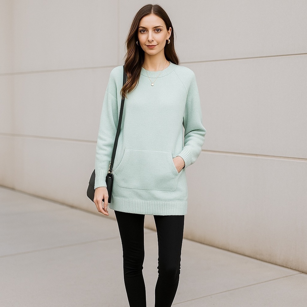 NEW Pure J. Jill Mint Green Soft Pear Fuzzy Crewneck Sweater Size Small